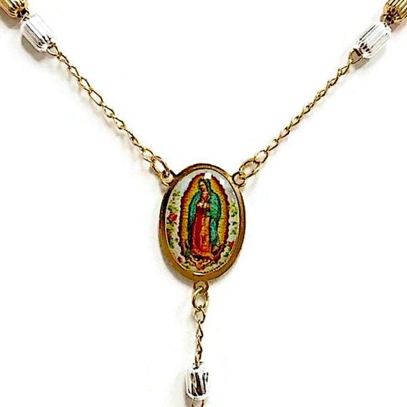 Virgin Guadalupe Colorful Image TriColor Rosary - Picture 2 of 2